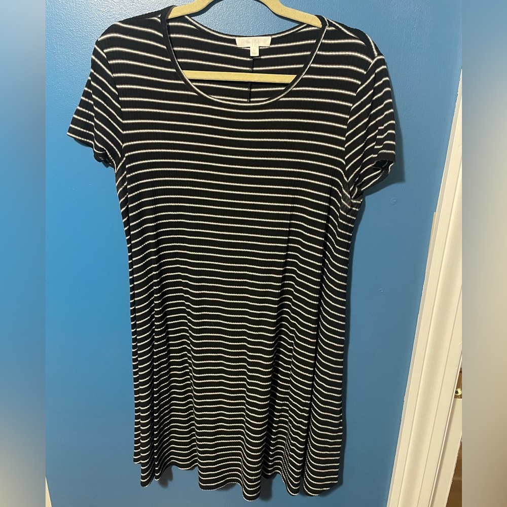 Striped Black and White T-Shirt Women's Dress